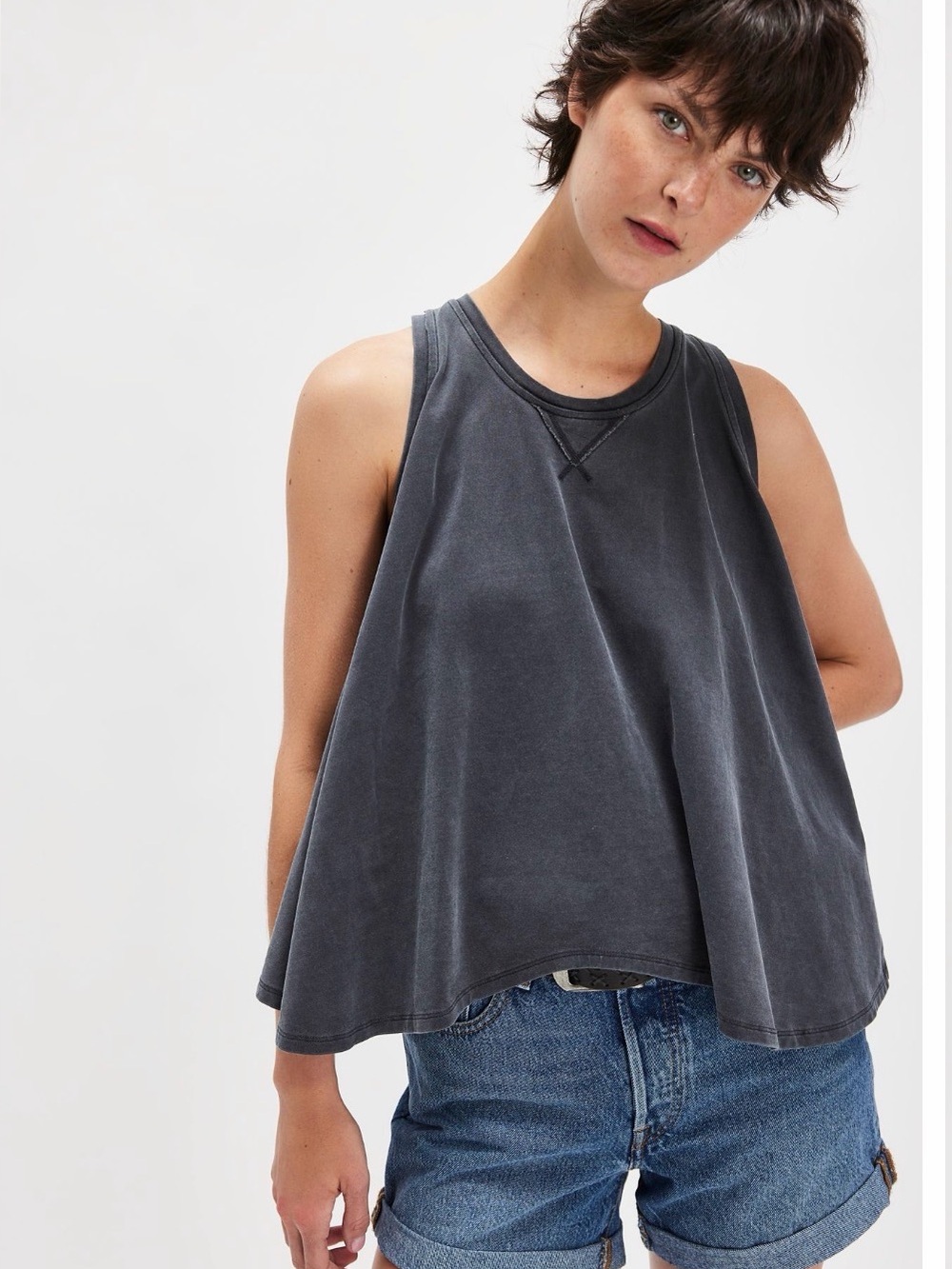 We The Free washed Black Cropped Tank Top